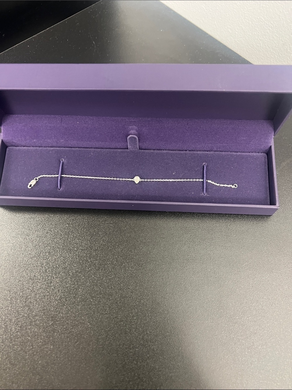 Zales Silver Chain Bracelet with Tiny Teardrop Accent